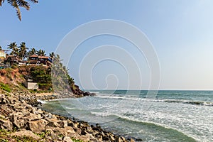 Beautiful view of Varkala beach, Kerala, India