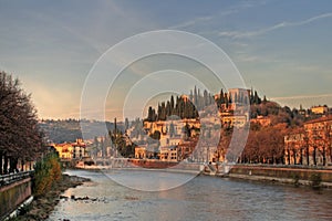 Beautiful view of Verona in late evening.