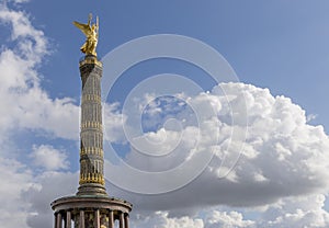 Beautiful view of the Victory Column, SiegessÃÂ¤ule, against a dramatic sky, Berlin Germany