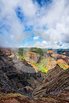 Beautiful View of Waimea Canyon on Kauai, Hawaii, USA known as the Grand Canyon of the Pacific