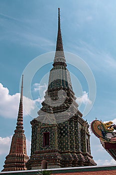 Beautiful view of Wat Phra Chetuphon Vimolmangklararm Rajwaramahaviharn in Bangkok Thailand