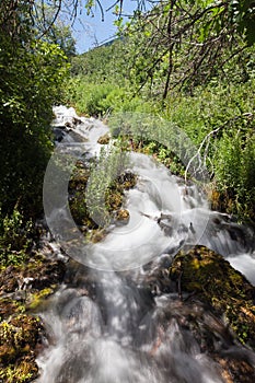 Beautiful view of water falling at Cascade Springs National Park