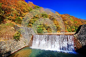 Beautiful view of waterfall in Nyuto onsen hot spring resorts