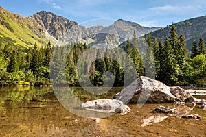 Krásny výhľad na pohorie Západné Tatry v lete. Karpaty, Slovensko.