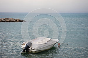 Beautiful view of white boat on the sea