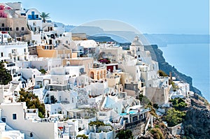 Beautiful view of the White City on the island of Santorini in G