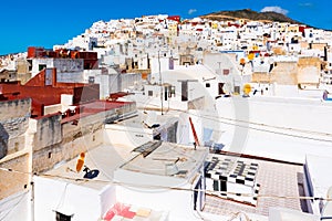 Beautiful view of white color medina o the Tetouan city, Morocco, Africa