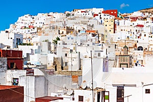 Beautiful view of white color medina o the Tetouan city, Morocco, Africa