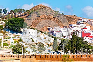 Beautiful view of white color medina o the Tetouan city, Morocco, Africa