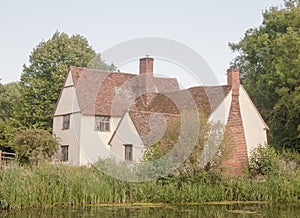 Beautiful view of Willy Lott`s House Cottage at flatford mill su