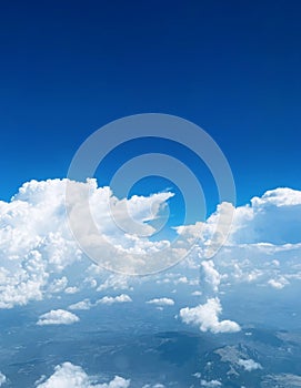 Beautiful View from Window of Airplane in The Sky. Flying and Traveling,View from Airplane Window on the Wing. Aerial View From