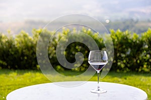 Beautiful view winery, glass of wine, patio, winetasting, Okanagan winery.