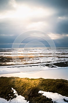 Beautiful View and winter Landscape picture of Iceland in winter