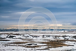 Beautiful view and Winter Landscape picture of Iceland winter sea