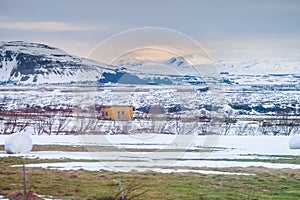 Beautiful view and Winter Landscape picture of Iceland winter sea