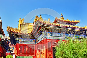 Beautiful View of Yonghegong Lama Temple.Beijing. Lama Temple is
