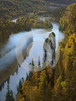 Beautiful Viewpoint That Calls Devil\'s Finger on Usva River in Ural Mountains. Russia