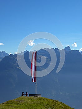 Beautiful viewpoint close to Frasenhuette , Austria. View to alpine peaks.