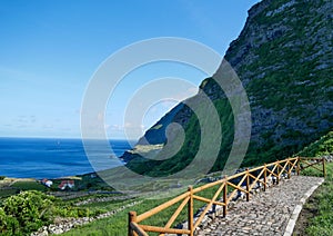 Beautiful Viewpoint on the fairy tale island of Flores Island, Azores, Portugal, Europe