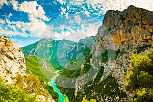 Beautiful viewpoint form biggest canyon Verdon Gorge Canyon of t