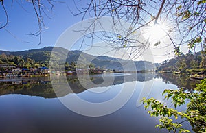 Beautiful views of Chinese community and reservoir of Ban Rak Thai Village,near Thai-Myanmar border,Mae Hong Son province,Northern