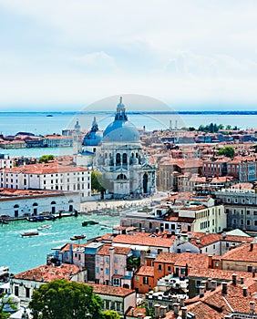 Beautiful views of the houses Venice with red tile roofs