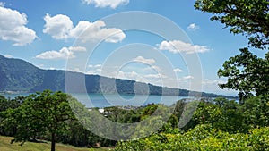 Beautiful views of lake clouds and cliffs in the countryside