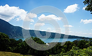 Beautiful views of lake clouds and cliffs in the countryside