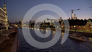 Beautiful views of Moscow at night. Moscow Kremlin