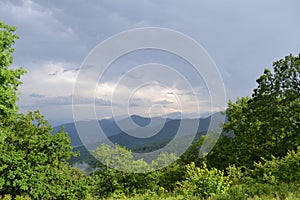 Beautiful views of the mountains covered with sky combined with greenery