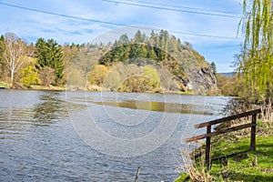 Beautiful views near the Berunka River in early spring, forest and mountains.