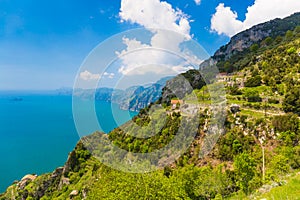 Beautiful views from path of the gods, Amalfi coast, Campagnia region, Italy