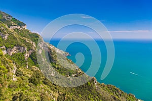 Beautiful views from path of the gods, Amalfi coast, Campagnia region, Italy