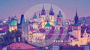 Beautiful views of Prague& x27;s towers and rooftops, Czech Republic