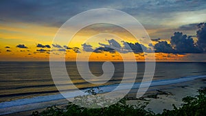 Beautiful views of the sky at sunset on the beach from the cliff