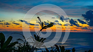 Beautiful views of the sky at sunset on the beach from the cliff