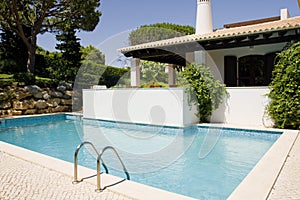 Hermoso saludable jardín piscina 