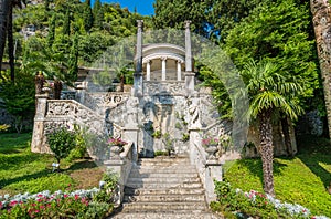 The beautiful Villa Monastero in Varenna on a sunny summer day. Lake Como, Lombardy, Italy.