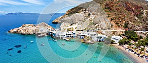 ÃÂ¤he beautiful village and bay of Firopotamos on the island of Milos, Greece