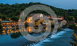 The beautiful village of Borghetto in the evening, near Valeggio sul Mincio. Province of Verona, Veneto, Italy