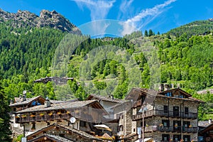The beautiful village of Chardonney, in the Champorcher Valley. Aosta Valley, northern Italy.