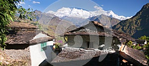 Beautiful village and Dhaulagiri himal photo