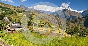 Beautiful village with Dhaulagiri Himal photo