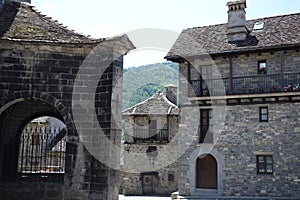 Beautiful village Hecho Huesca Spain Europe photo