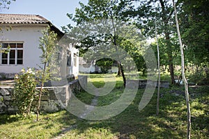 Beautiful village house with garden. Azerbaijan village summer time