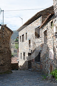 Beautiful village, houses with stone walls in Patones de Arriba, Madrid photo