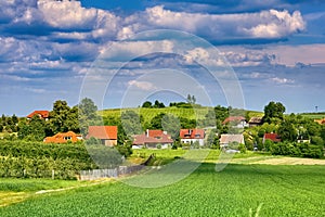 Beautiful village landscape in Southern Poland near Trzebnica