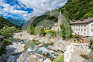 The beautiful village of Lillianes in the Lys Valley. Aosta Valley, northern Italy.