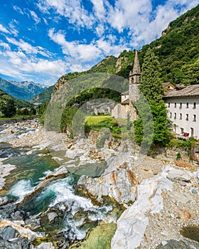 The beautiful village of Lillianes in the Lys Valley. Aosta Valley, northern Italy.