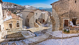 The beautiful village Santo Stefano di Sessanio on a winter morning. Abruzzo, Italy. photo